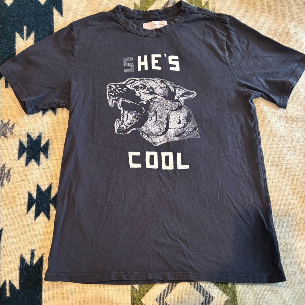 Black Graphic T-Shirt with Dog Print